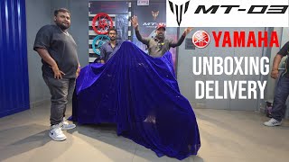 Unboxing of Yamaha R3 MT03 amp Delivery of 1st MT03 in AP Telangana [upl. by Mikkel]