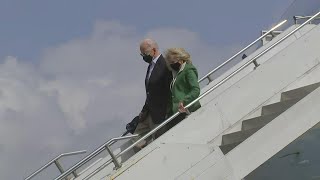 Biden Houston visit President and First Lady arrive at Ellington Field [upl. by Hayarahs166]