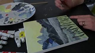 Acrylverf landschap voor beginners  Acrylic painting for beginners  landscape [upl. by Seerdi]