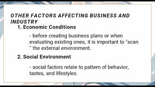 Socioeconomic factors affecting business and industry [upl. by Carlynne929]