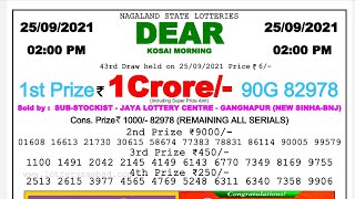 Lottery Sambad Live 2 Pm 25092021 Nagaland Lottery [upl. by Dunkin]