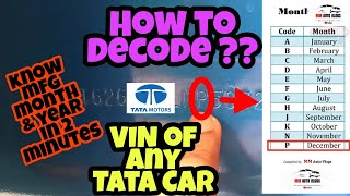 Tata Tiago Altroz Nexon VIN Decode to know Month Year of manufacturing  Step bt step guide [upl. by Honan60]