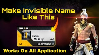 How To Make Invisible Name For Free Fire Pubg Bgmi  Works On All Games And Application [upl. by Yesnnyl607]