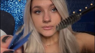 ASMR CLOSE UP Doing Your Eyebrows W Inaudible Whispering Personal Attention [upl. by Noeruat]