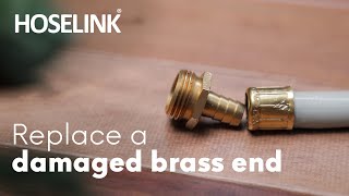 Hoselink USA  How to replace a Brass Hose End with a Hoselink Hose Connector with Flow Control [upl. by Tedie115]