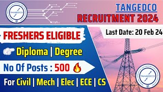 TANGEDCO Technician Apprenticeship Recruitment 2024 for Engineering Graduates amp Diploma Holders [upl. by Williamsen]