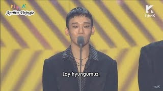 Türkçe Altyazılı MMA 2017 EXO Artist Of The Year Konuşması 2017 MelOn Music Awards [upl. by Merriott]