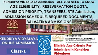 KENDRIYA VIDYALAYA Admission 202324  AGE ELIGIBILITY RESEVERVATION QUOTA  Central Govt Quota [upl. by Assirek]