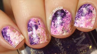 Easy Galaxy Marble Nail Art Using Saran Wrap  KELLI MARISSA [upl. by Dryden]