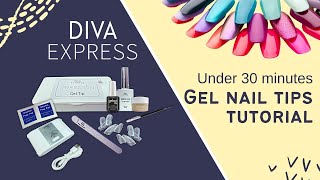 HOW TO APPLY GEL NAIL TIPS FULL COVER WITH GEL POLISHES  DIVA EXPRESS [upl. by Lerud]