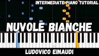 Ludovico Einaudi  Nuvole Bianche Intermediate Piano Tutorial [upl. by Sale770]