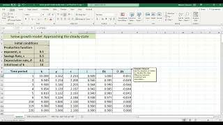 Solow Model Spreadsheet Tutorial [upl. by Pardew]