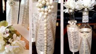 Pearls Ribbon amp Lace Wine Bottles [upl. by Arreis936]