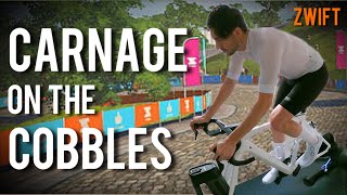 CARNAGE ON THE ZWIFT COBBLES [upl. by Lotson407]