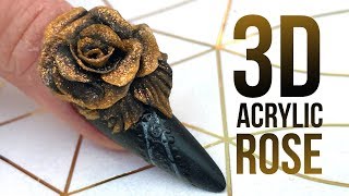 3D Acrylic Rose on a Matte Nail with Glossy Design  Step by Step Nail Tutorial [upl. by Elsworth669]