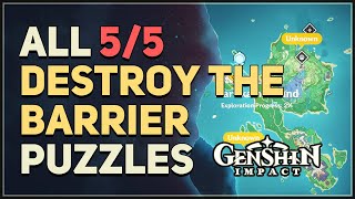 All 5 Destroy the Barrier Puzzles Genshin Impact Inazuma [upl. by Korfonta]