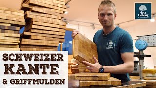 Schneidebrett mit Schweizer Kante herstellen  Griffmulden fräsen  HolzLiebling DIY [upl. by Thatcher]