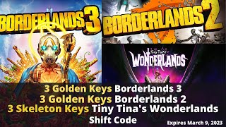 3 Golden Keys for Borderlands 2 3 Golden Keys for Borderlands 3 3 Skeleton Keys TTWL Shift Code [upl. by Etnohc]