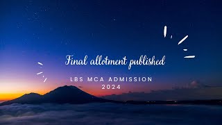 Final Allotment Published for lbs mca admission 2024 [upl. by Browning425]