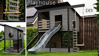 Spielhaus selber bauenPlayhouse DIYSpielturmSpielplatz selber bauenKid´s Playground [upl. by Mossolb739]