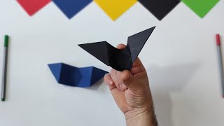 Pipistrello di Carta Semplice Origami Gioco di Carta Piegare la carta per divertimento [upl. by Cochrane300]