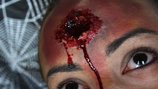 HalloweenFast Bullet wound SFX Makeup tutorial [upl. by Adianez]