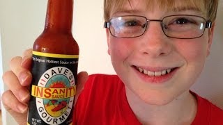 11yearold eats Daves Insanity sauce  Hot Sauce Review Crude Brothers [upl. by Aehsat]