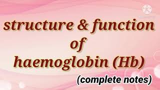 structure and function of haemoglobinheme basic notes about heme protein and function of Hb [upl. by Mccurdy771]