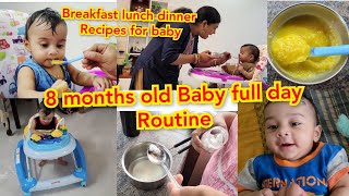 8 months old babys Full day RoutineBaby food recipes for 7 to 8months oldDevelopmental milestone [upl. by Baudin446]