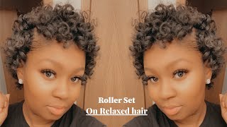 ROLLER SET ON RELAXED HAIR BEGINNER FRIENDLY [upl. by Radec]