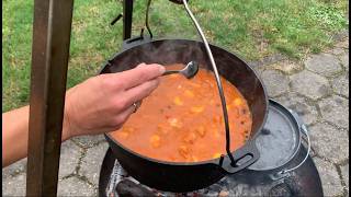 Ungarisches Kesselgulasch mit viel Paprika und Rezept  🍽 🍲🔥🥔🌶  ASMR cooking [upl. by Ardnak]