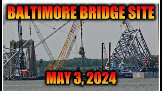 Salvage Work at the Baltimore Bridge Collapse Site from May 3 2024 in 4K [upl. by Burnett]