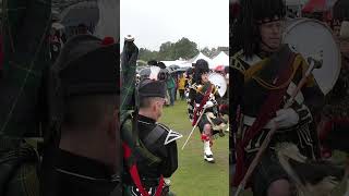 A very wet Lonach pipeband march off playing in the rain during 2023 Aboyne highlandgames shorts [upl. by Griffy]