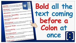 How to Bold all the text coming before a Colon at once in MS Word Advance find amp replaceWildcard [upl. by Iila122]