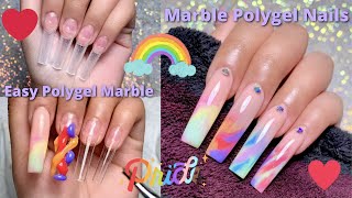 MARBLE POLYGEL NAILS EASY POLYGEL MARBLE FOR BEGINNERS  NAIL TUTORIAL [upl. by Pasadis]