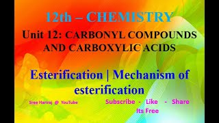 Esterification  Mechanism of esterification  in Tamil  12th Chemistry [upl. by Bucky]