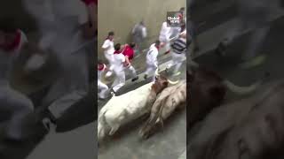 Running of the bulls kicks off in Pamplona Spain [upl. by Pearla161]