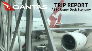 Trip Report Qantas A380 Economy Upper Deck Melbourne to Los Angeles QF93 [upl. by Odnalro]