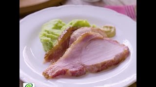 Glazed Loin of Bacon with Pea and Potato Mash [upl. by Nwahsuq]