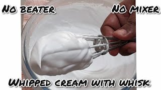 Whipped Cream With Hand Whisk In Tamil  Without Beater  Mixer  How To Make Whipped Cream In Whisk [upl. by Assilev]