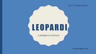 Il pensiero e la poetica di Leopardi [upl. by Attevad]