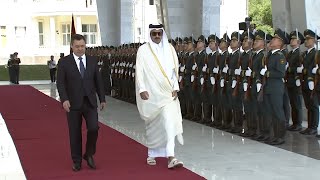 Qatar and Kyrgyzstan National Anthem  Qatari Emir State Visit [upl. by Robet]