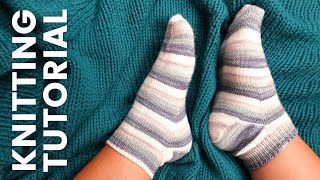 Toe Up Socks on DoublePointed Needles Full Tutorial [upl. by Ettenal]