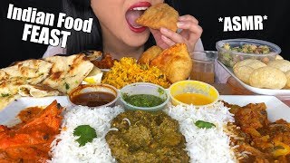 ASMR INDIAN FOOD FEAST Eating Sounds  Biryani Rice Pani Puri Samosa Butter Chicken  ASMR Phan [upl. by Aicirtan]