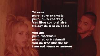 Shakira ft Maluma  Chantaje  English Lyrics  Lyrics Spanish English  English Version [upl. by Reffinej]