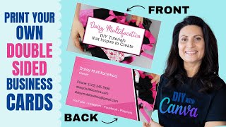 Double Sided Business Cards with Canva  How to Create and Print Your Own Business Cards using CANVA [upl. by Annawahs]