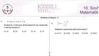 10Sınıf Meb Kazanım Testi2 KombinasyonBinom [upl. by Dione]