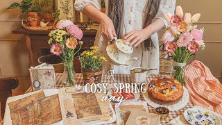 A Cosy Spring Day for Selflove 🌷 ASMR  Tea flowers books movies baking stationery scrapbook [upl. by Royo]