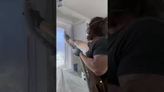 Spraying Topcoat on Kitchen Cabinets [upl. by Lesoj645]