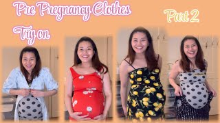 PRE PREGNANCY CLOTHES TRY ON Challenge Part 2  Pregnancy Updates [upl. by Jori616]